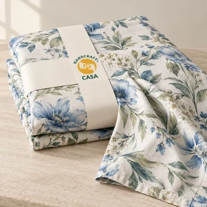 Digital Printed Bed Sheet with a removable Casa presentation paper band.